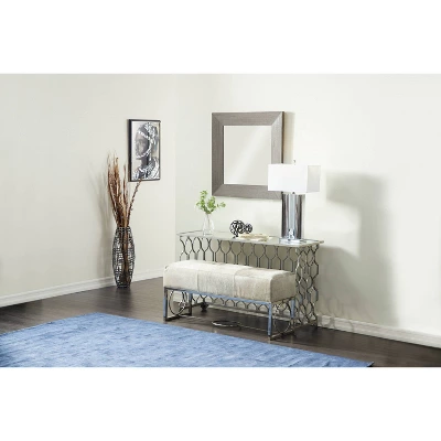 Contemporary Metal Pattern Console Table Silver - Olivia & May - Image 5