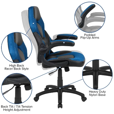 Flash Furniture Gaming Desk And Racing Chair Set With Cup Holder And Headphone Hook - Image 2