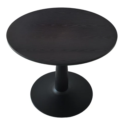 Haven+Edwin 5-Piece Black Round-Shaped Dining Table Set With 4 Upholstered Bouclé Fabric Dining Chair With Black Legs-The Pop Maison - Image 6