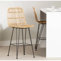 2pk Stool Balka Rattan Counter Height Barstool Rattan/Black - South Shore