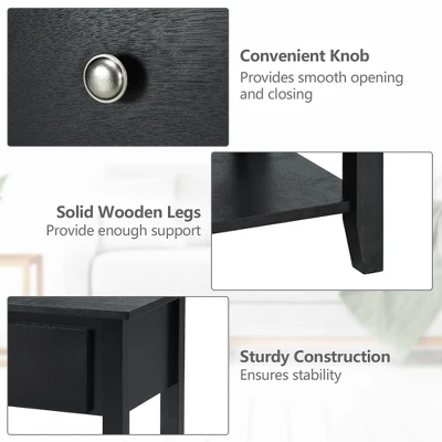 Costway Nightstand Beside Table Chest Sofa Table End Table Accent Table White - Image 8