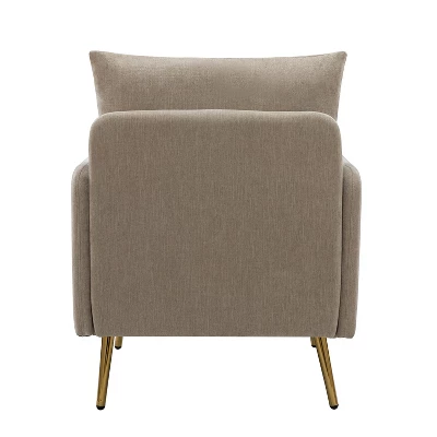 Giovann Wooden Upholstered Accent Chair Comfy Armchair Living Room And Bedroom Armchair With Metal Legs | Karat Home - Image 4
