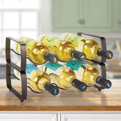 MDesign Metal Wine Rack Storage Organizer, 3 Bottles Each - 2 Pack - Image 2