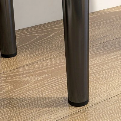 HOMCOM 39.25" End Of Bed Bench, Upholstered Entryway Bench With Steel Legs, Bedroom Bench, Gray - Image 5