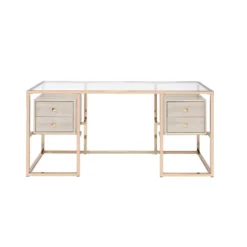 Huyana Desk Clear Glass/Gold - Acme Furniture