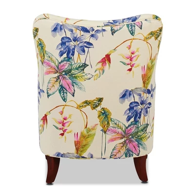 Jennifer Taylor Home Paradise Upholstered Arm Chair, Off-White/Floral Printed On Cotton - Image 3