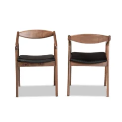 2pc Harland Faux Leather Upholstered And Wood Dining Chair Set - Baxton Studio
