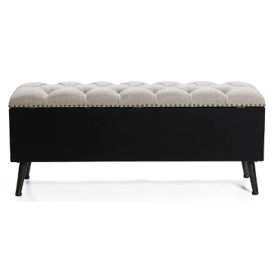 LuxenHome 47.2-Inch Wide Upholstered Wood Storage Bench. - Image 7