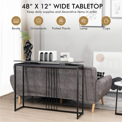 Costway Console Entrance Couch Table Narrow Faux Marble Top For Living Room, Hallway - Image 8