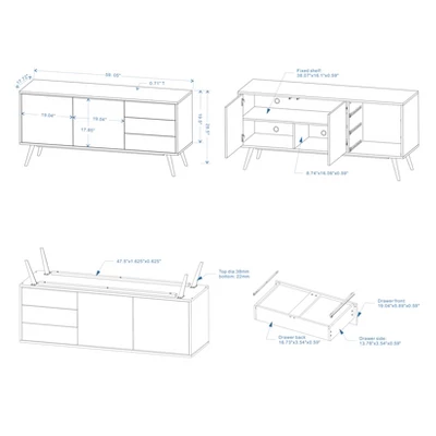 Glenwillow Home Atlas 59" Mid-Century Modern Buffet/Sideboard/TV Console - Image 5