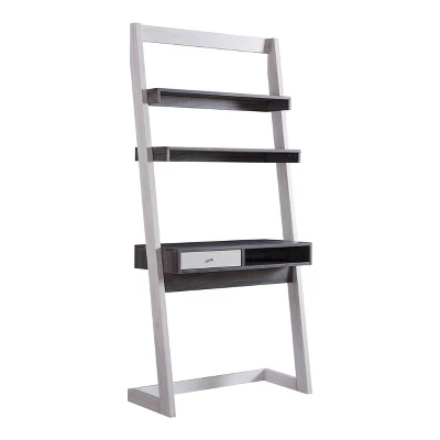 Holten 2 Open Shelves Leaning Desk White Oak/Distressed Gray - MiBasics - Image 4